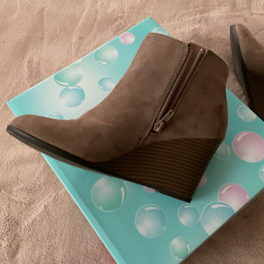 Soda Brown Wedge Ankle Booties
